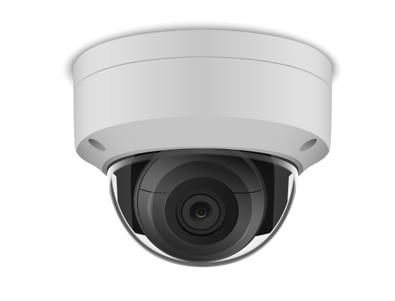White dome security camera for surveillance and monitoring purposes
